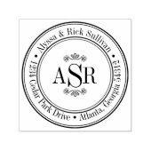 ラウンド縁どイニシャルモノグラム独自の作成 セルフインキングスタンプ (デザイン)