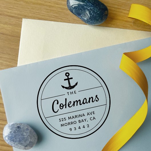 ラウンド航海のいかりファミリ名差出人住所 セルフインキングスタンプ