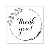 ラウンド葉リースサンキューファミリー名 セルフインキングスタンプ (デザイン)