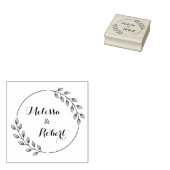 ラウンド葉リース名前をカスタムする ラバースタンプ (押印)