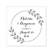 ラウンド葉リース日付を保存結婚する セルフインキングスタンプ (デザイン)