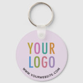 ラウンド薄紫パープルメタルキーチェーンカスタムロゴ キーホルダー (裏面)