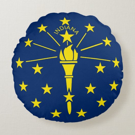 ラウンド装飾用クッションとインディアナ州旗 ラウンドクッション (正面)
