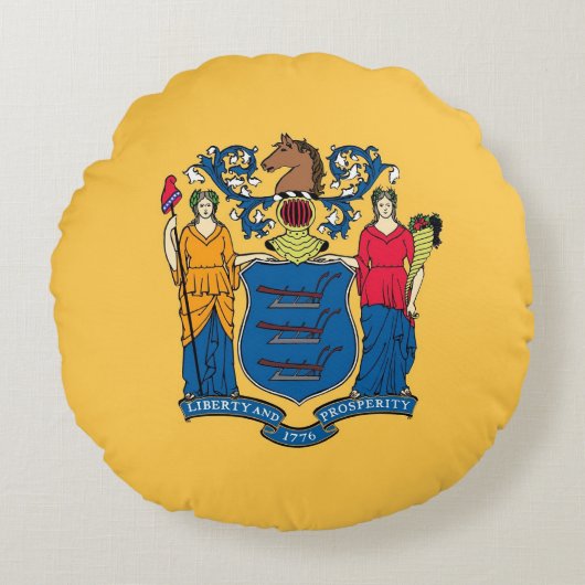ラウンド装飾用クッションとニュージャージー州旗 ラウンドクッション (正面)