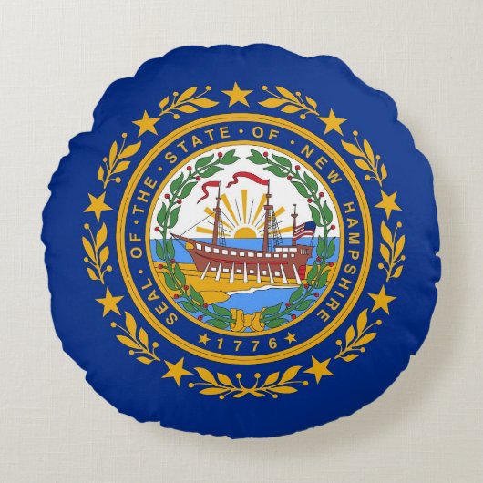 ラウンド装飾用クッションとニューハンプシャー州旗 ラウンドクッション (正面)