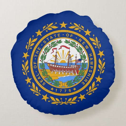 ラウンド装飾用クッションとニューハンプシャー州旗 ラウンドクッション (裏面)