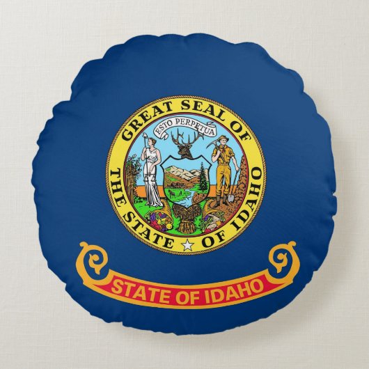 ラウンド装飾用クッションと米国アイダホ州旗 ラウンドクッション (正面)