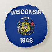 ラウンド装飾用クッションと米国ウィスコンシン州旗 ラウンドクッション (裏面)