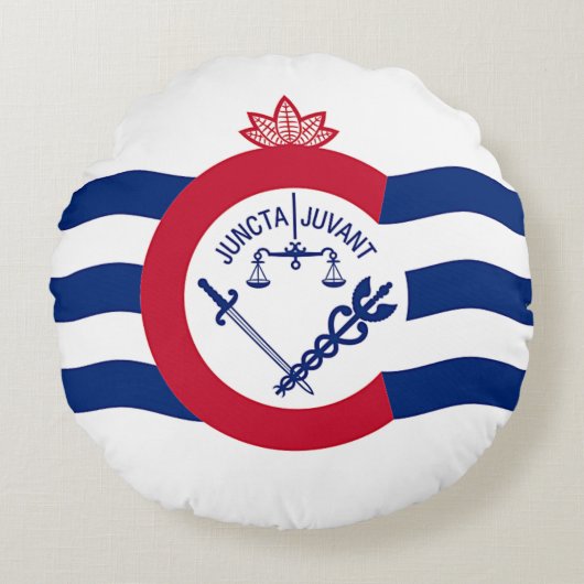 ラウンド装飾用クッションと米国シンシナチ州旗 ラウンドクッション (正面)