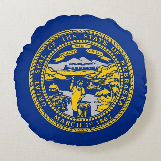 ラウンド装飾用クッションと米国ネブラスカ州旗 ラウンドクッション (正面)