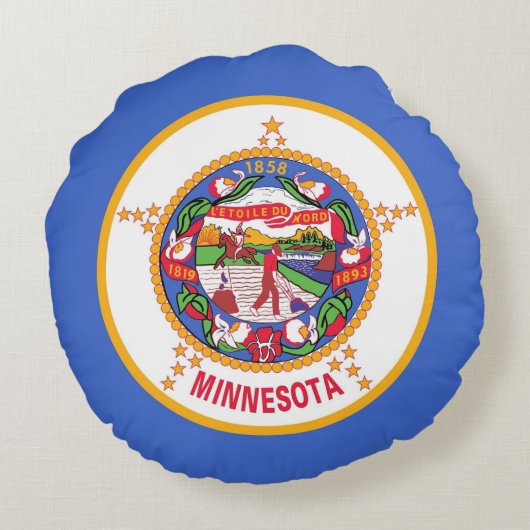ラウンド装飾用クッションと米国ミネソタ州旗 ラウンドクッション (裏面)