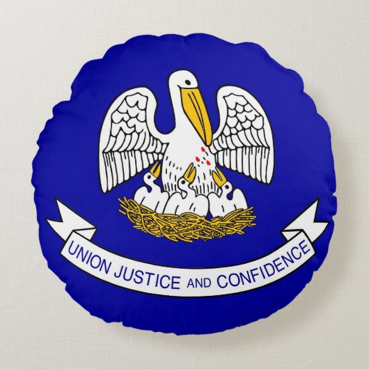 ラウンド装飾用クッションと米国ルイジアナ州旗 ラウンドクッション (正面)
