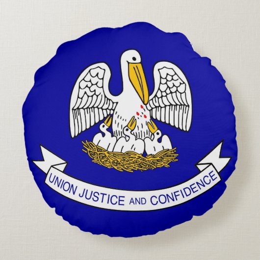 ラウンド装飾用クッションと米国ルイジアナ州旗 ラウンドクッション (裏面)