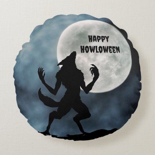 ラウンド装飾用クッションハウリングワーウルフ ラウンドクッション (正面)