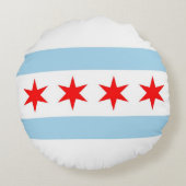 ラウンド装飾用クッション、イリノイ州シカゴ州旗 ラウンドクッション (裏面)