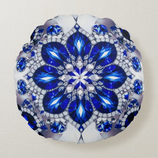 ラウンド装飾用クッション(青い白の色) ラウンドクッション (正面)
