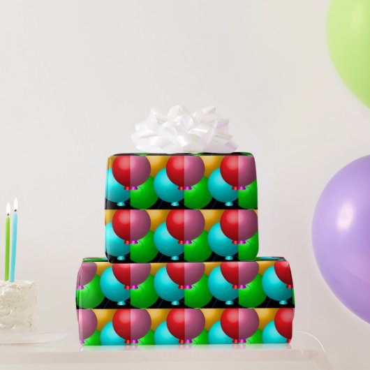 ラウンド誕生日バルーン ラッピングペーパー (パーティーギフト)