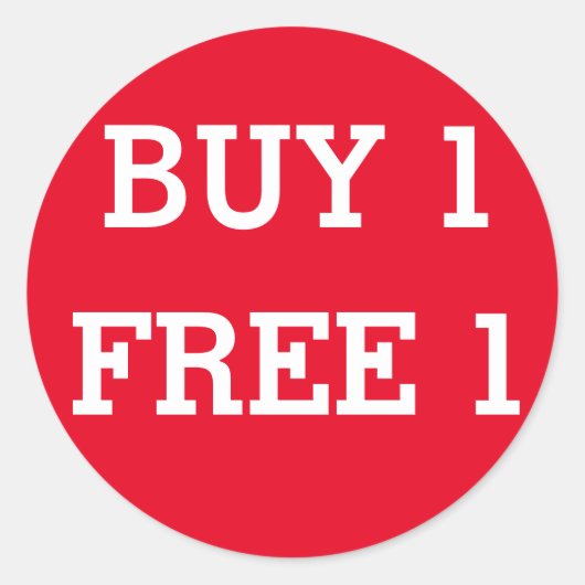 ラウンド買1フリー1ショップ販売ラベル ラウンドシール (正面)