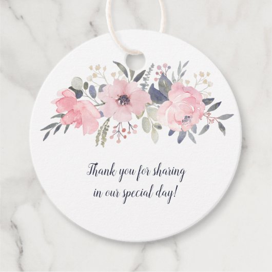 ラウンド赤面ピンクオンホワイト結婚ズ | フェイバータグ (正面)