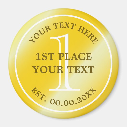 ラウンド金ゴールドメダル1位賞冷蔵庫用マグネット マグネット (正面)