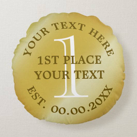 ラウンド金ゴールドメダル1位賞装飾用クッション ラウンドクッション (正面)