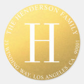 ラウンド金ゴールドモノグ結婚ラム封筒用シール ラウンドシール (正面)