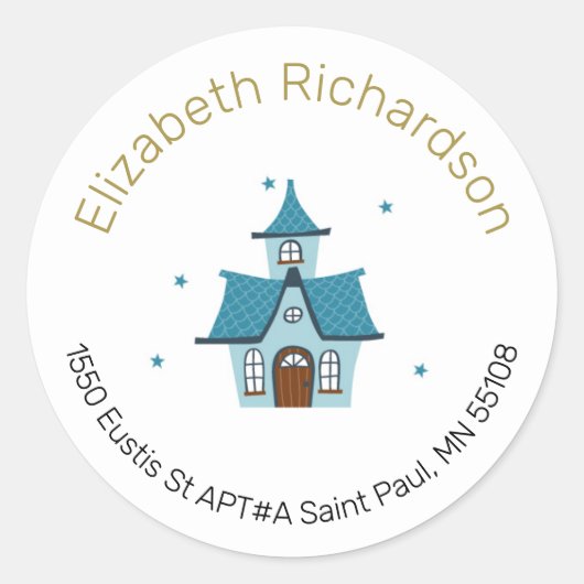 ラウンド金ゴールド文字差出人住所ラベル ラウンドシール (正面)