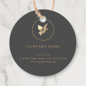 ラウンド金ゴールド水彩ピジョンロゴラベル フェイバータグ (裏面)