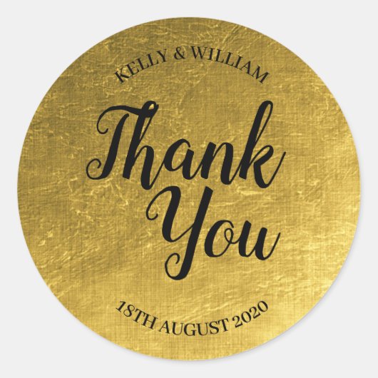 ラウンド金ゴールド結婚ステッカー ラウンドシール (正面)