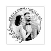 ラウンド離れリースカスタムフォト結婚ズ セルフインキングスタンプ (デザイン)