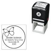 ラウンド飛んでいるバタフライカスタム差出人住所 セルフインキングスタンプ (インサイチュ)