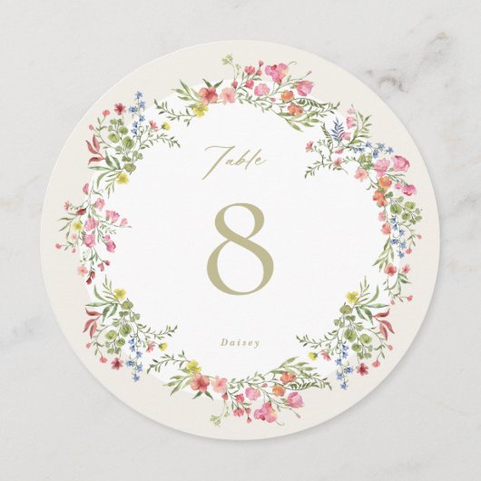 ラウンド5 x 5フローラアー結婚チのテーブル番号 (裏面)