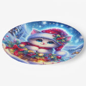 ラウンド9"クリスマスかわいい子猫紙プレート ペーパープレート (アングル)