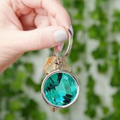 ラウンド・エメラルド・キーチェーン キーホルダー (手)