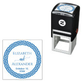 ラウンド ギリシャ キー S フレーム 名前 日付 結婚式 セルフインキングスタンプ (インサイチュ)