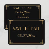 ラウンド グレートギャツビー アートデコ ウェディング セーブザデート 招待状 (正面/裏面)