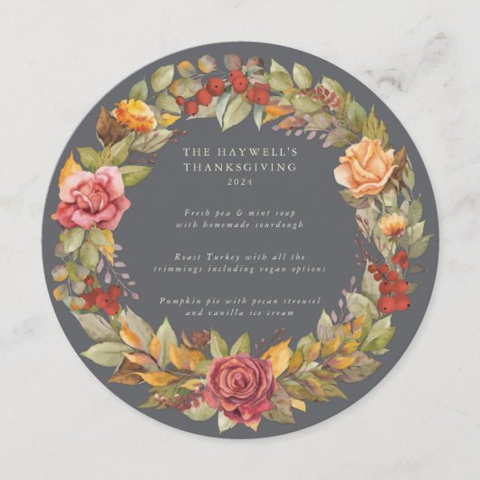 ラウンド/スクエア秋季リース感謝祭ディナー メニュー (正面)