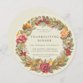 ラウンド/スクエア秋季リース感謝祭ディナー 招待状