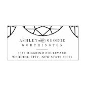 ラウンド ダイヤモンド ジェム ジオメトリック モノグラム シック ウェディング セルフインキングスタンプ (デザイン)