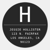 ラウンド ミニマリスト ブラック＆ホワイト 返送先住所 ラウンドシール (正面)