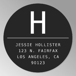 ラウンド ミニマリスト ブラック＆ホワイト 返送先住所 ラウンドシール