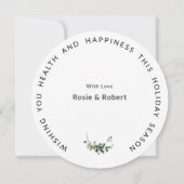 ラウンド、ミニマルクリスマスキャンドルアレンジメントホリデー シーズンカード (裏面)