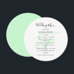 ラウンド モノグラム ウェディング メニュー テンプレート<br><div class="desc">丸型または四角型のウェディング メニュー テンプレートで、モノグラムのイニシャルがミント グリーンの色でデザインされています。 白いカードには、タイトルが黒のスクリプトで、メニューのリストは印刷されたテキストで表示されます。 セクションにはスペースと大文字を使用するか、必要に応じて文言を変更してください。 カップルの結婚式のモノグラムは、文言の背後にある中央に印刷されます。 裏面は同じライトグリーンの色です。</div>