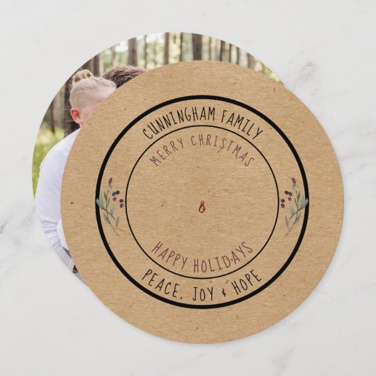 ラウンド ルスティック フォト クリスマス (正面/裏面)