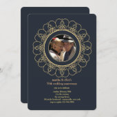 ラウンド ワイヤード ハーツ フォト 招待状 (正面/裏面)