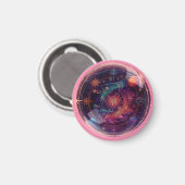 ラウンド – 〔占星術の〕十二宮図テーマ – 魚座 マグネット (正面/裏面)