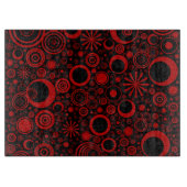 ラウンド、赤黒ガラスの切断板 カッティングボード (正面)