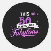 ラウンド 50歳の誕生日 & 結婚記念日 ステッカー (正面)