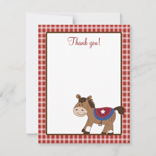 ラウンド'emアップウェスタンホース4x5フラットありがとうご注意 招待状 (正面)