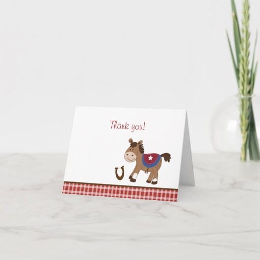 ラウンド'emアップホースウェスタン折り畳み感謝のメモ サンキューカード (正面)
